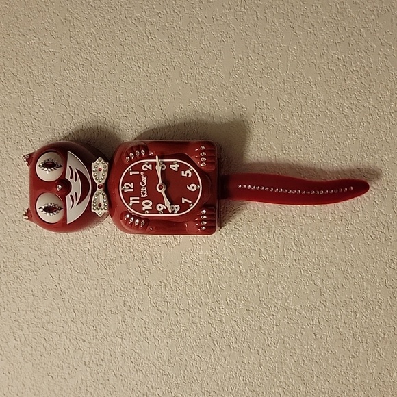 Jeweled Scarlet Red Kit-Cat Klock clock SUPER RARE - Picture 3 of 6